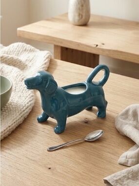 Glossy Teal Ceramic Dachshund Creamer - Home Accents